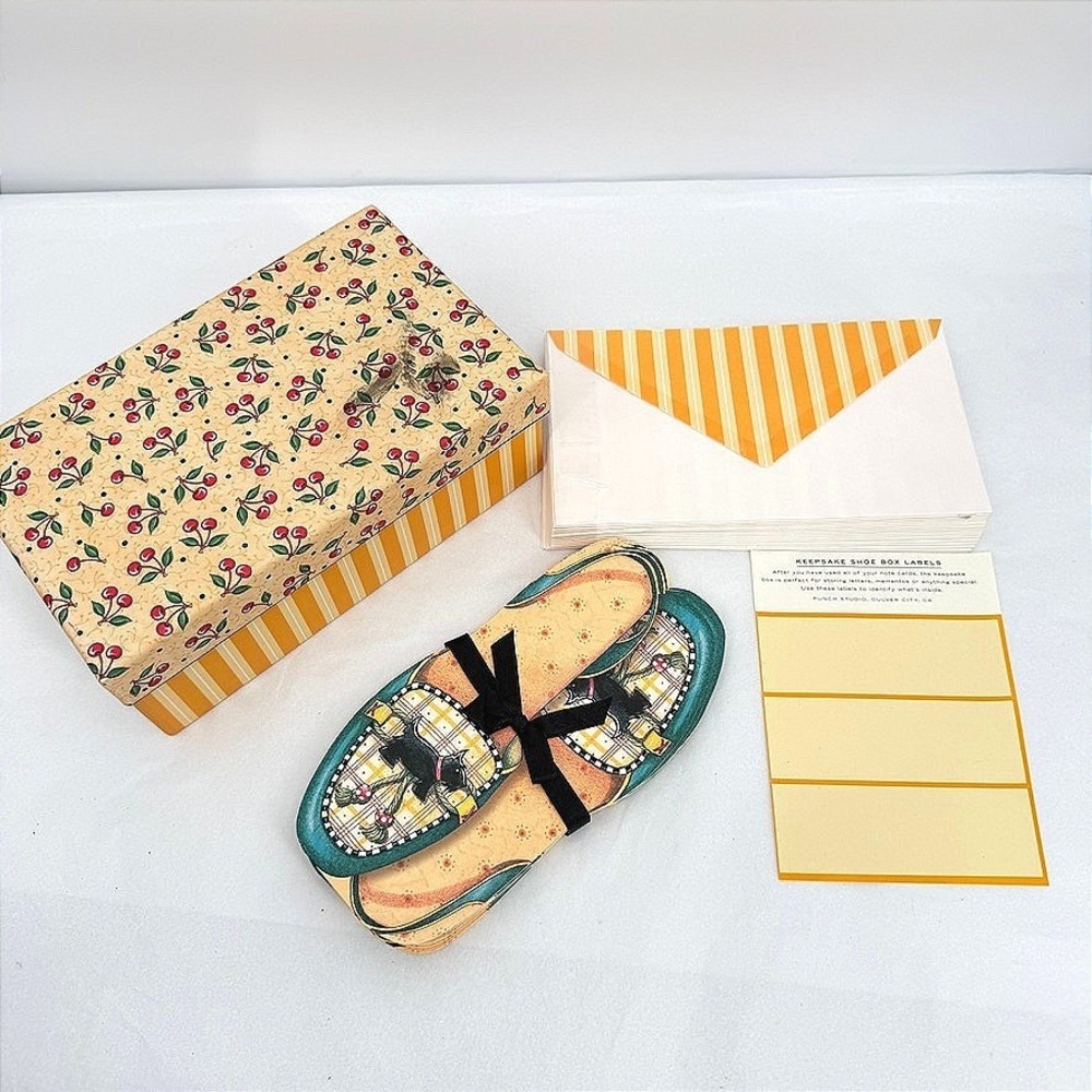 Mary Engelbreit Note Cards Scottie Dog Shoe Die-Cut Stationery Set Gift w/ Box